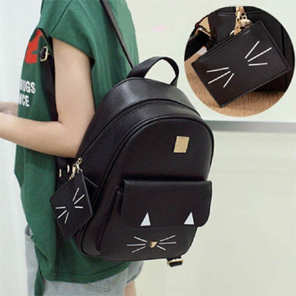Small Black Backpack Traveling Backpack Women Synthetic Leather Shoulder Bag 1PC