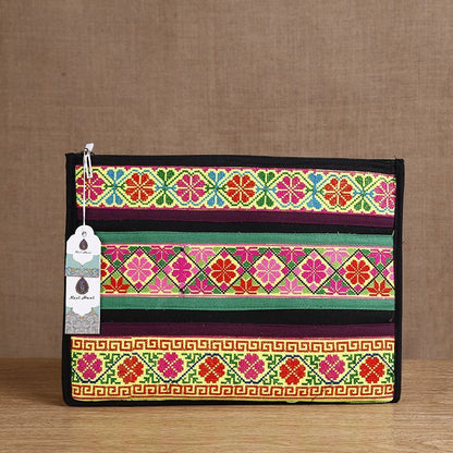 Ethnic Cross Stitch Day Clutches Canvas Briefcase Fashion Mobile Phone Bags Soft