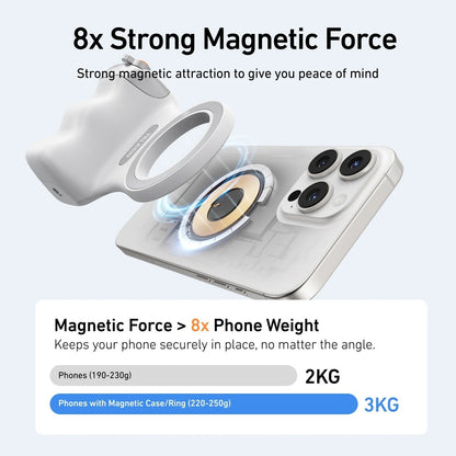TELESIN Phone Grip – 8X Magnet, Dual Fill Light, 360° Remote