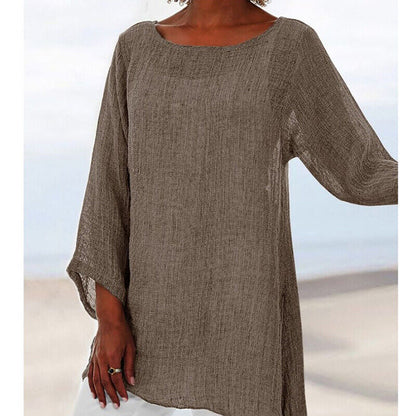 Tunic Tops Tee Pullover T-Shirt Blouse Baggy Casual Solid O Neck Summer