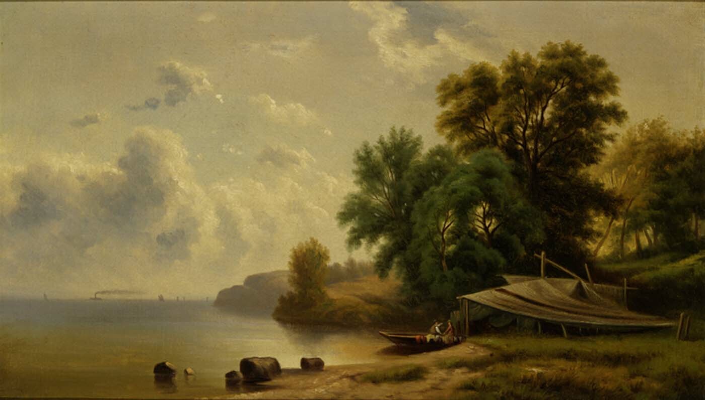 high quality oil painting handpainted on canvas "Landscape with Campsite"