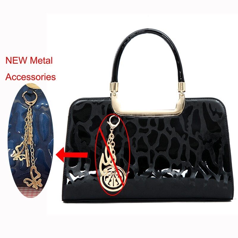 Leather Tote Bag Simple Stone Pattern Women's Handbag