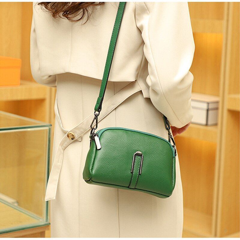 Shell Sling Vintage Purse Handbag Genuine Leather Tote Shoulder Messenger Purse