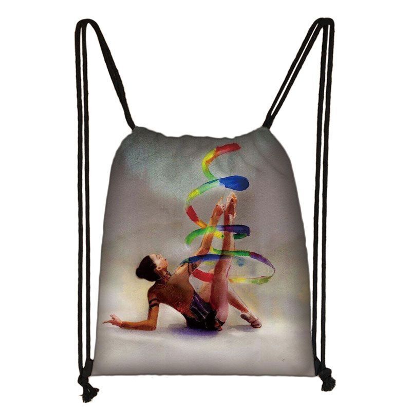 Watercolor Art Print Backpack Drawstring Bag Daypack Gymnast Storage Bag Travel