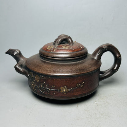 Vintage Chinese Yixing Purple Clay Teapot Zisha Ceremony Plum Blossom Teaware