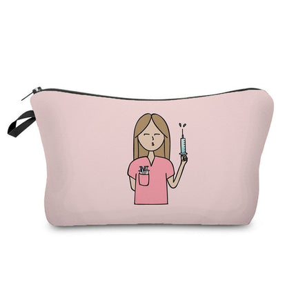 Double Sided Printed Cosmetic Organizer Bag Storage Practical Makeup Bag Handbag