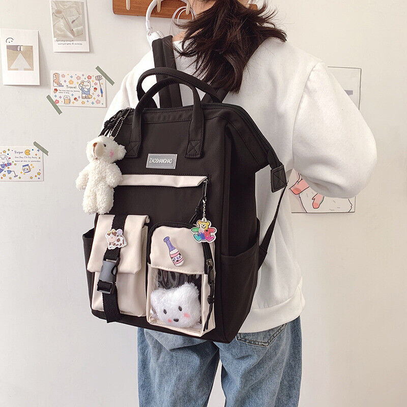 Large Teens Nylon Backpacks College School Bag Teenage Girl Cute Travel Rucksack