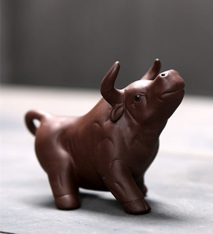 creative tea pet yixing zisha purple clay ornament tea play ox table decoration