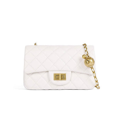 Quilted Lambskin Leather Small Flap Purse Shoulder Bag Clutch Crossbody Handbag
