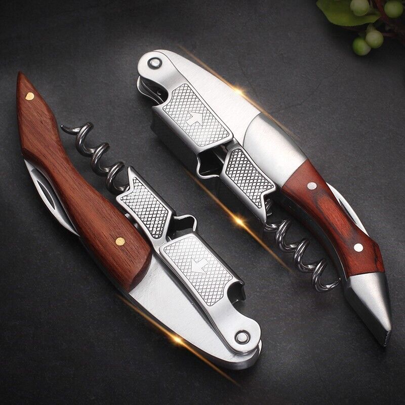 Wood Handle Corkscrew Luxury Bottle Opener Wooden Cutter Wine Tools Metal Steel