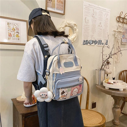 Mini Backpack Waterproof Nylon Small Shoulder Bag Flower Print Travel 24*9*26 CM
