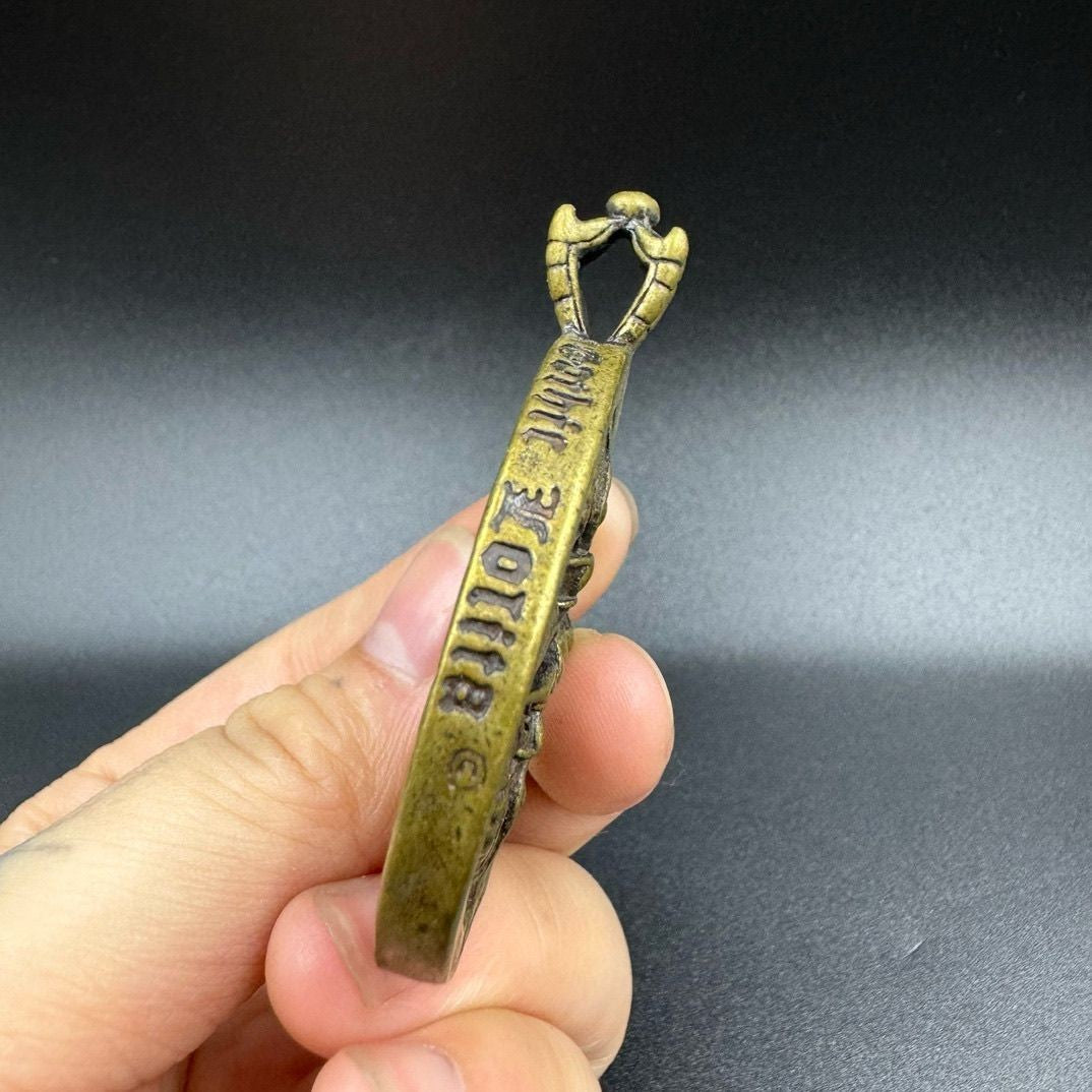 Vintage Tibetan China Brass Collection Cross Vajra Amulet Lucky Pendant Gift