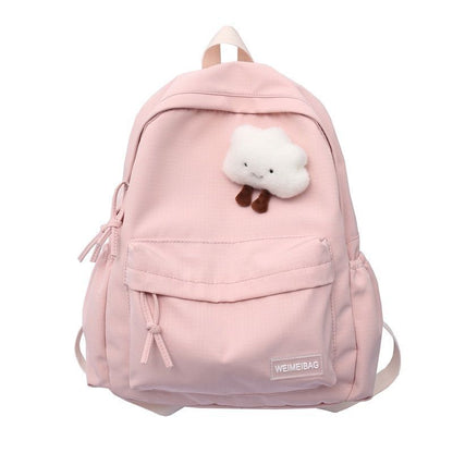Waterproof Nylon School Backpack Large Solid Color Travel Bag College Schoolbag
