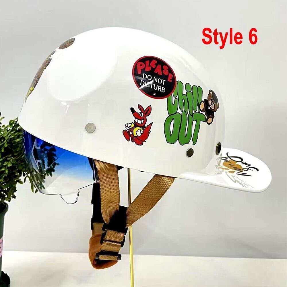 Motorcycle Helmet Vintage Helmet Baseball Cap Half Helmet Colourful Men Helmet