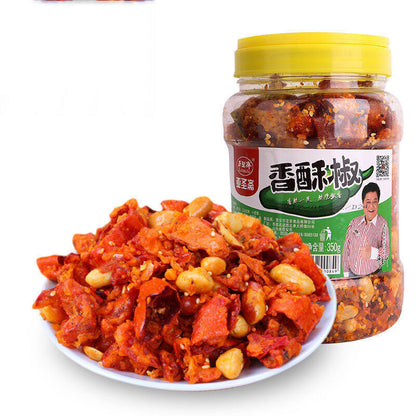 亚圣斋香酥椒香辣脆350g*2罐 Crispy Spicy Pepper Chili Chinese Snacks Food 中国小吃山东特产干吃油炸香酥椒花生