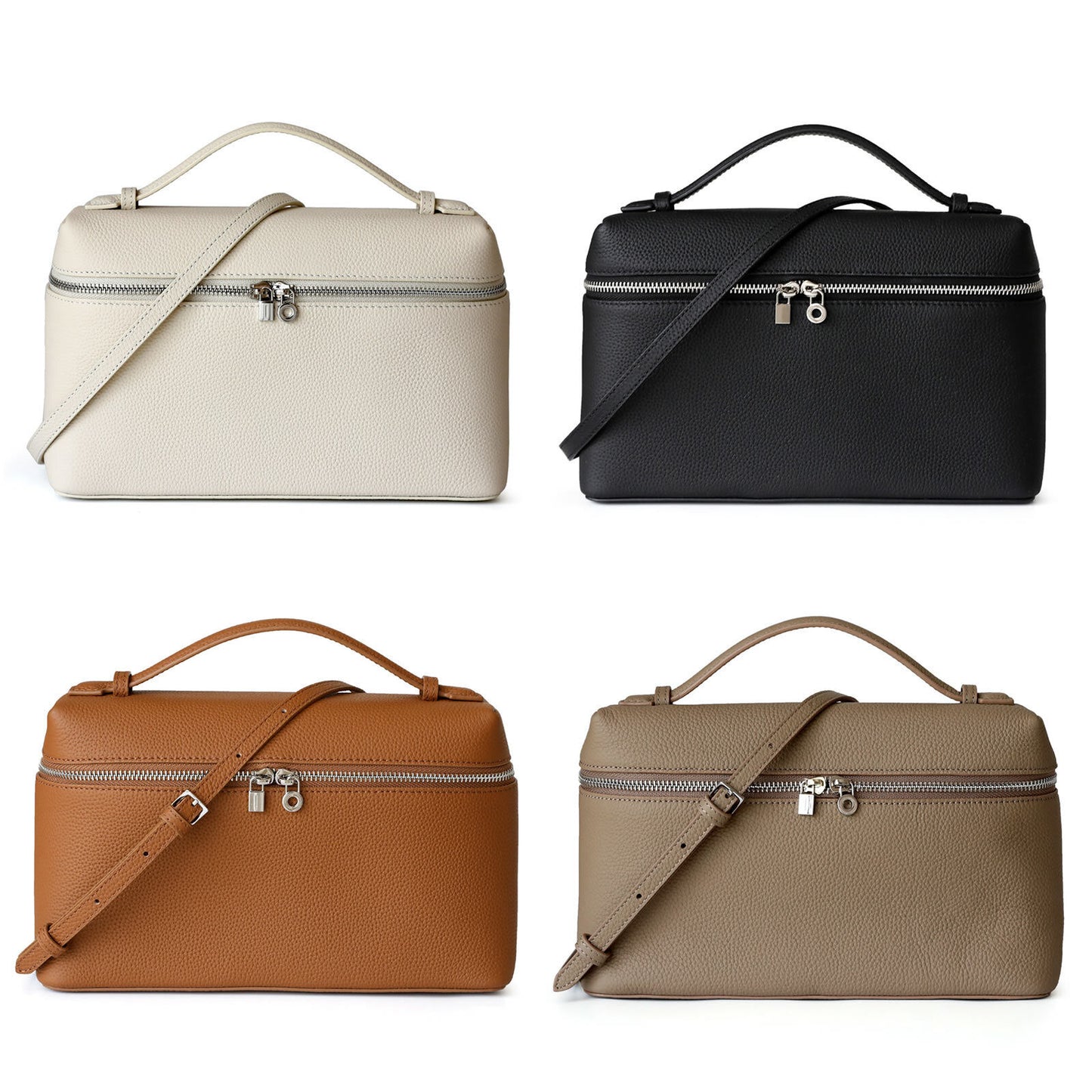 Medium Real Leather Tote Box Clutch Bag Shoulder Bag Crossbody Purse Fashion