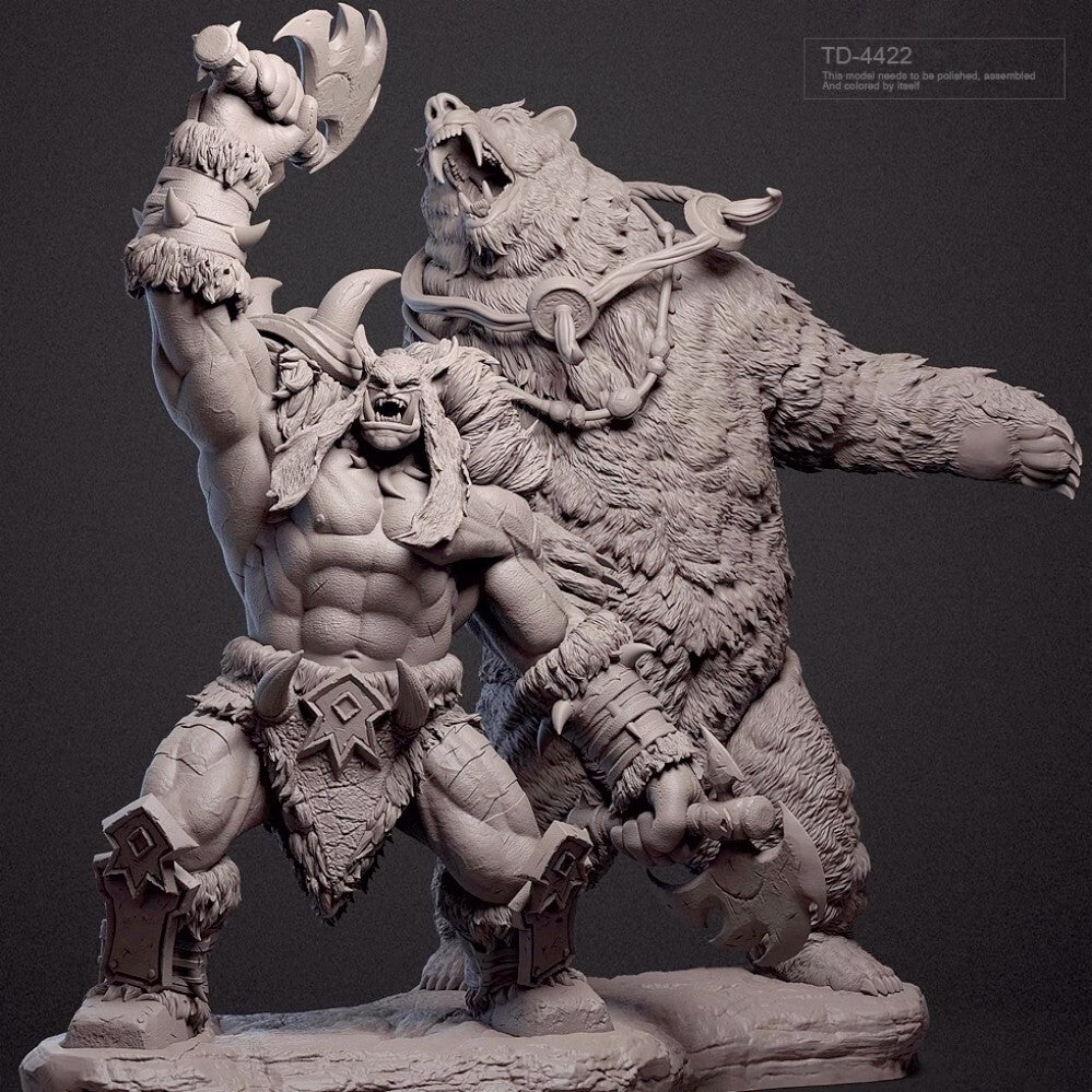 1/32 55mm resin figure model Orc Warriors and Bears unassembled unpainted