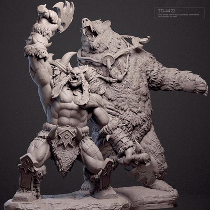1/32 55mm resin figure model Orc Warriors and Bears unassembled unpainted