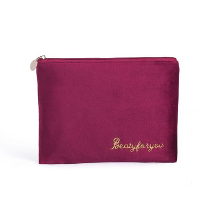 Cosmetic Bag Soft Velvet Make Up Storage Toiletry Package Travel Organizer Pouch