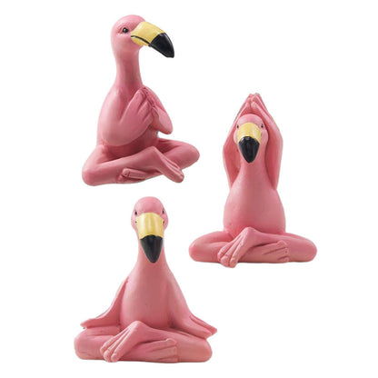 3 Pieces Yoga Flamingo Statue Ornament for Restaurant Bookshelf Dining Room