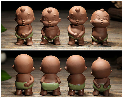 Chinese Brother Kiln Creative Tea Pet Pee Doll Statue Purple Clay Ornament