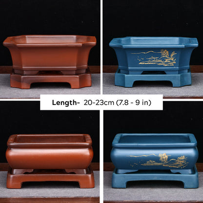 Large Rectangular Bonsai Pot W Tray High-grade Classic Chinese Purple Sand Pots