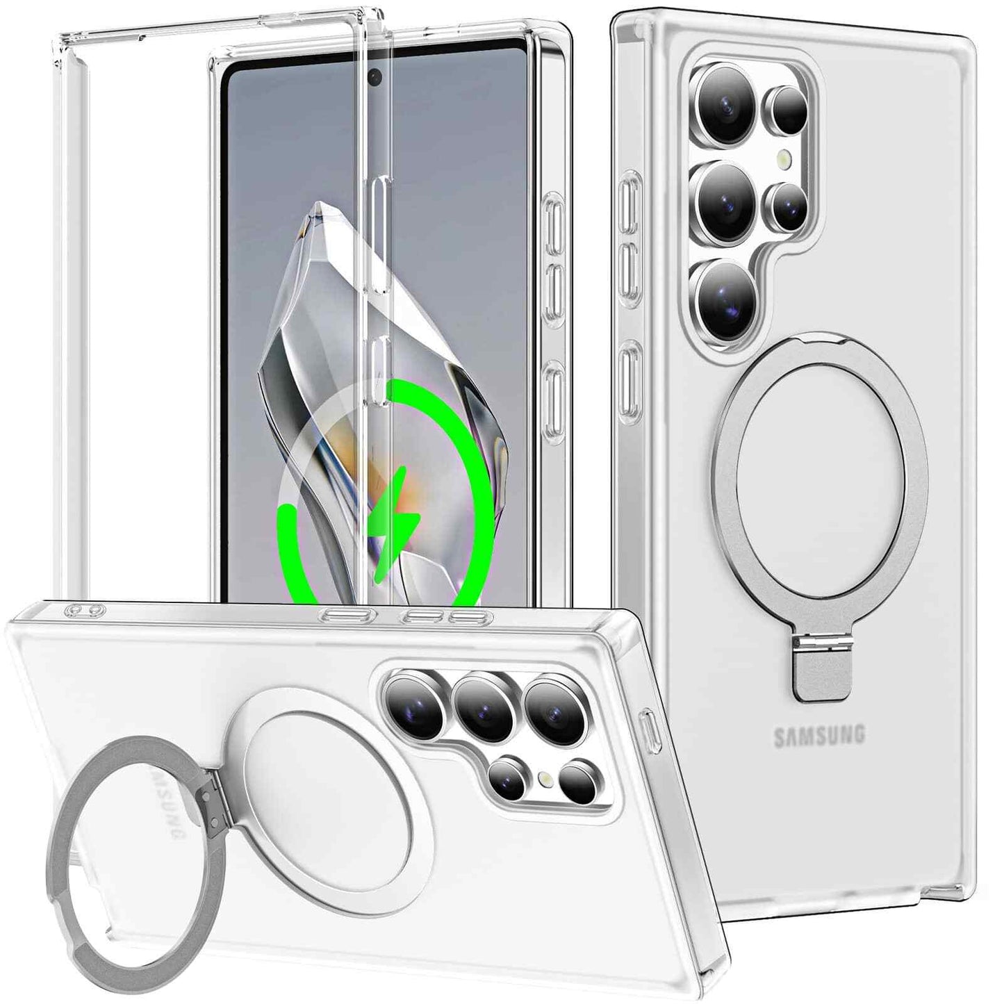 For Samsung Galaxy S25 Ultra/S25+/S25 Case with Magnetic Invisible Ring Stand