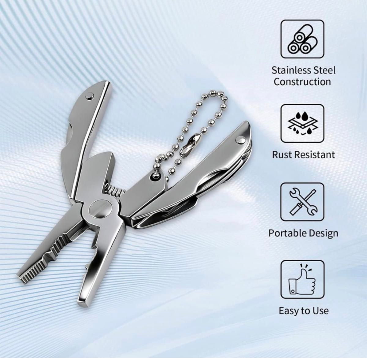 Portable Multi-Tool Pliers Combo Knife Bit ScrewDriver Keychain -Stainless Steel