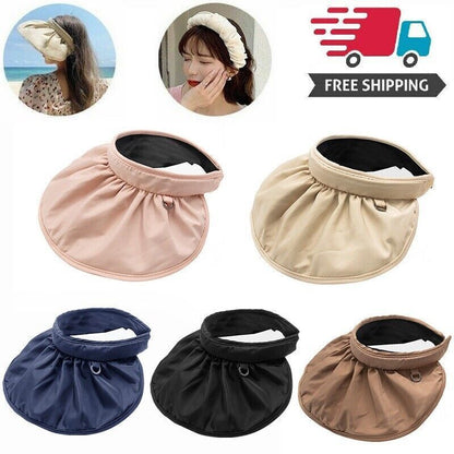 2 in 1 Clip On Sun Visors Foldable Sun Hats Headbands for Women Wide Brim Hat