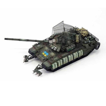 1/72 Ukrainian T-72B3M tank Battle-damaged version Finished product model