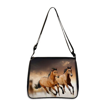 Horse Print Handbag Canvas Shoulder Bag Messenger Bags Travel Crossbody Nylon