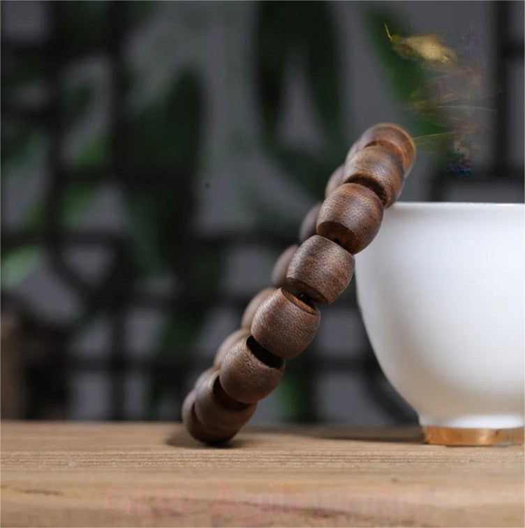 Natural Vietnam Nha Trang 白奇楠沉香 Agarwood Bracelets Buddhist Prayer Beads