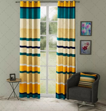 New 2 Pieces Soft Brushed Microfiber Cotton Printed Door Curtains Set - 7 ft