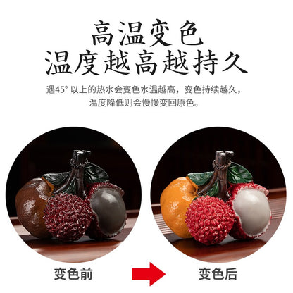 Litchi Tea Pet Ornament Change Color Mini Ornament Tea Ceremony