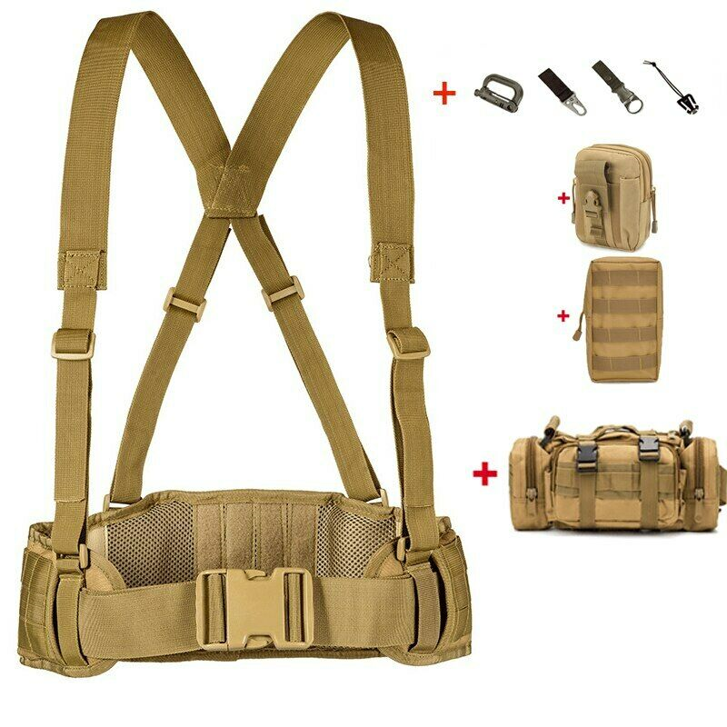 Army War Battle Belt Military Tactical Nylon Waist Bag Tools Carrier CS Belt