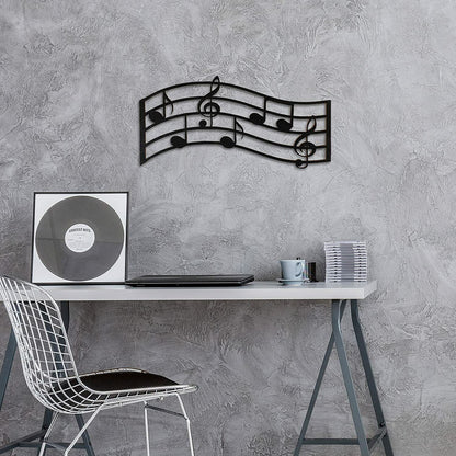 Black Treble Clef Glossy Wooden Wall Decoration Music Notes Silhouette Wall Sign