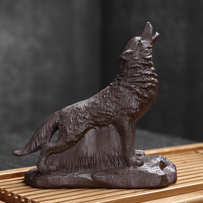 Wolf Statue Small Size House Warming Gift Purple Clay Tea Pet Chinese Tea Play