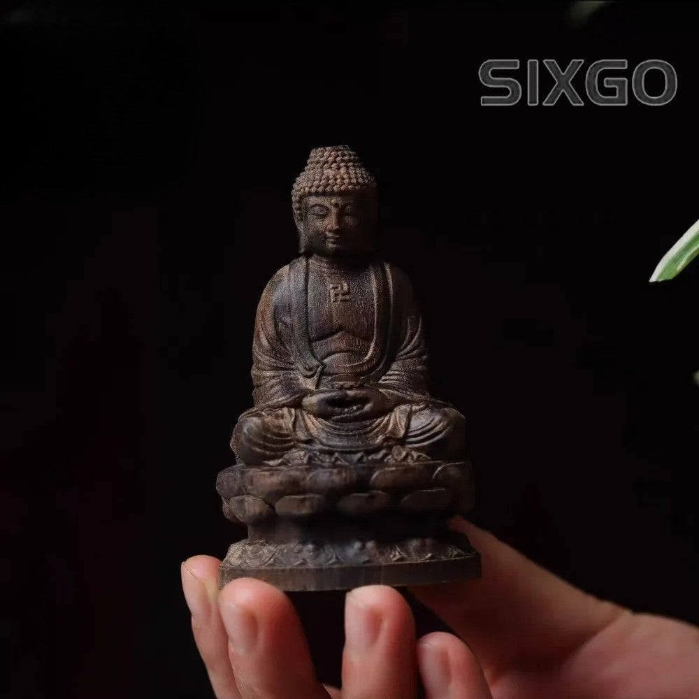 Incense Wood Carving Lotus Sitting Statue of Buddha Dainichi Buddha Ornaments