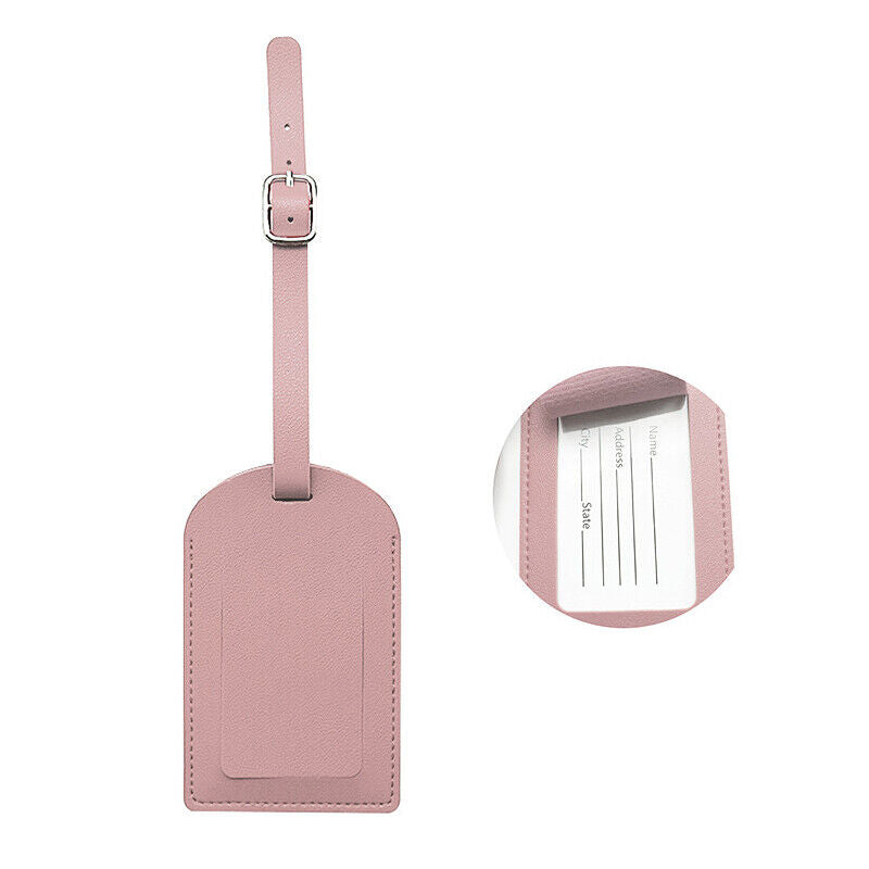 Travel Leather PU Luggage Tags Suitcase ID Card Name Label Baggage Address Tag