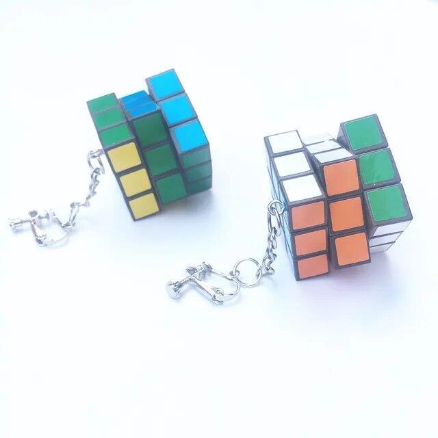 Women Rubik's Cube Earring Geometry Funny Earrings Hanging Cool Jewelry 1Pairs