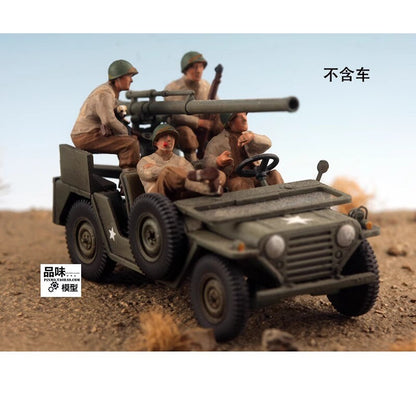 Homemade 1/72 U.S. Army Tank Willys Vehicle Mounted 4-Person Finished Model