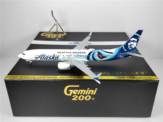1:200 Geminijets Alaska BOEING737MAX9 Passenger Airplane Diecast Aircraft Model