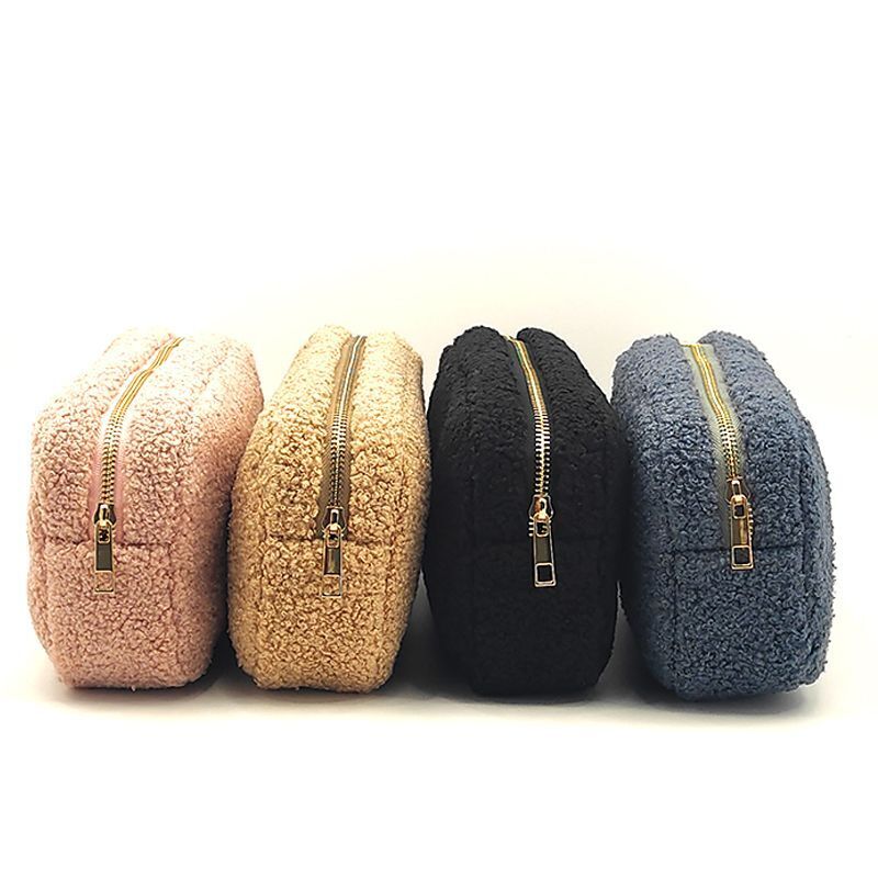 Makeup Plush Bag Cashmere Toiletries Cosmetic Bag Pouch Organizer Storage Purse