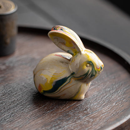 Ceramic Rabbit Tea Pet Decoration Living Room Office Porch Decoration