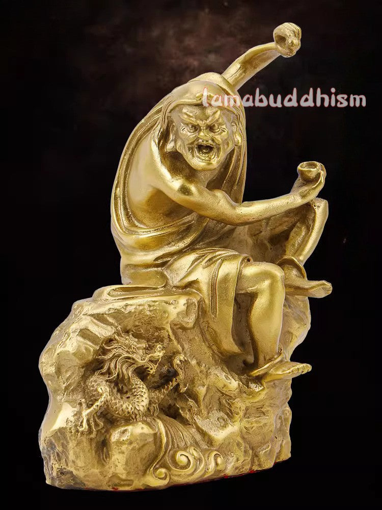 1pc Eighteen Bronze Statues of Arhat Descending Dragon Statue Brass Buddha