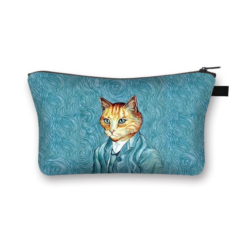 Cute Cat Print Cosmetic Traveling Makeup Bags Cosmetic Storage Purses 5*20*10 CM