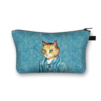 Cute Cat Print Cosmetic Traveling Makeup Bags Cosmetic Storage Purses 5*20*10 CM