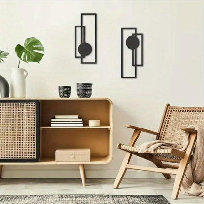 CIFbuy 2 Pcs Metal Wall Art Minimalist Abstract Geometric Home Office Decor