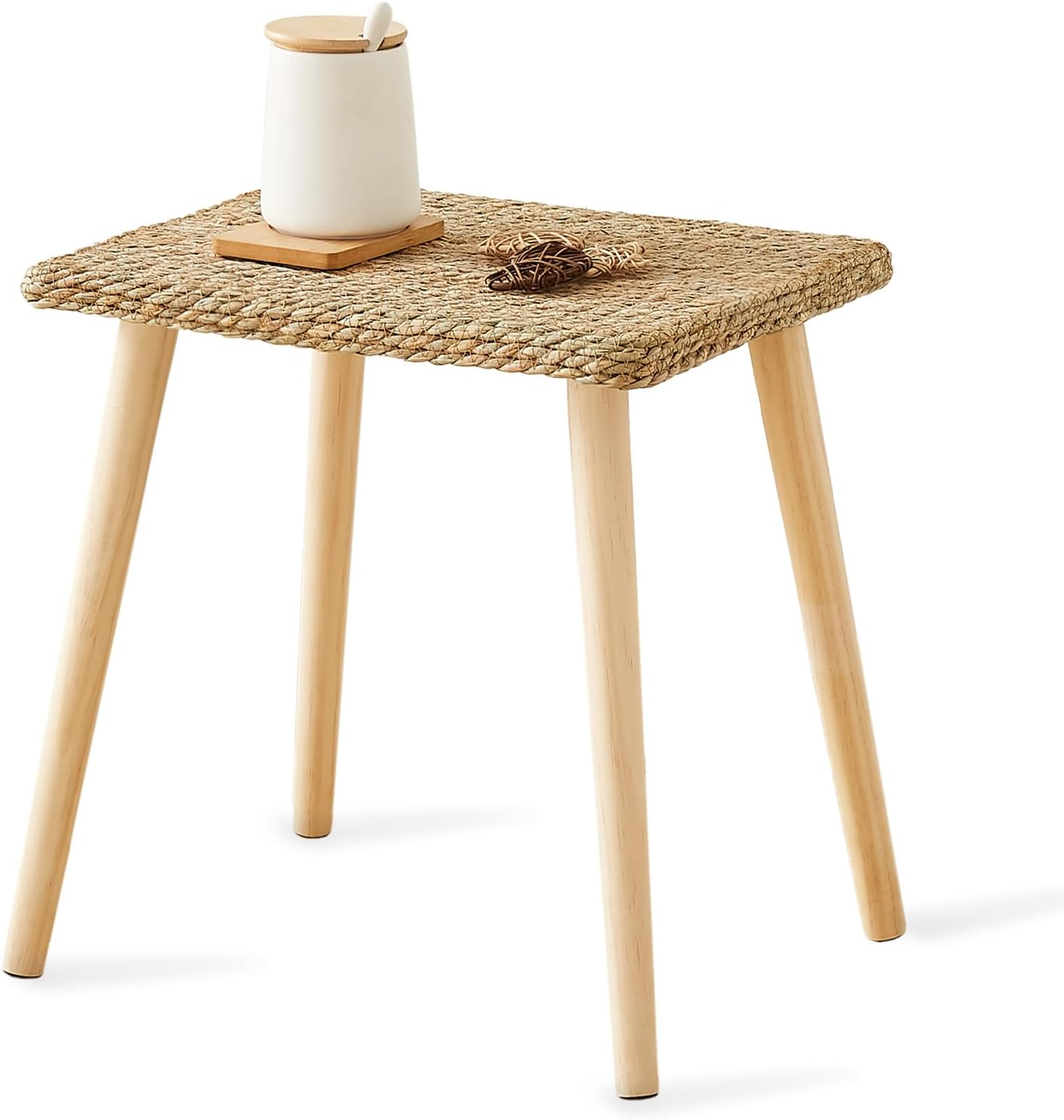 Natural Seagrass Side Table Modern Home Decor Living Room Bedroom Easy Assembly