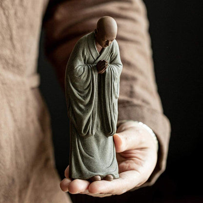 6" Creative Buddha Statue Zen Little Monk Room Office Ceramic Home Decor Collect